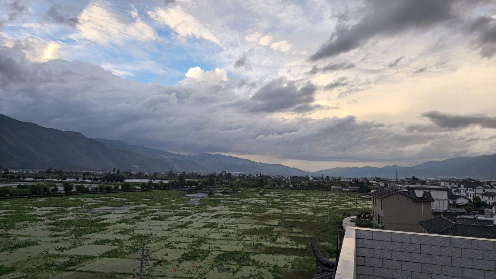 Dali valley, fields, wetlands and village homes in Yunnan