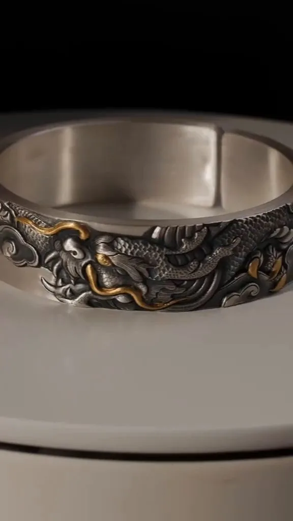 Dragon bracelet finished — from silver grain to finished piece, entirely by hand