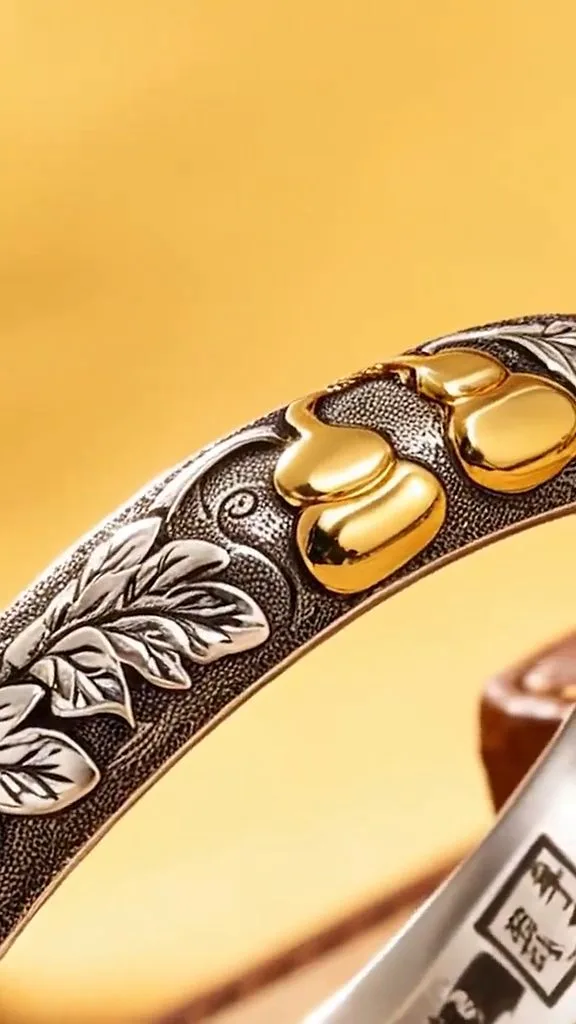 Gourd bracelet with 999 stamp — protective lacquer applied before export